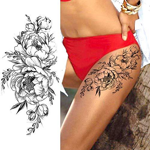 CFCYS Temporary Tattoo,Transfer Body Stickers 7 Sheets Sexy Rose Black Tattoo for Women Kids Arm Chest Thigh Leg Waist Tattoo Waterproof Removable Non-Toxics Safe