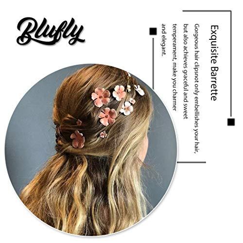 Blufly Blufly Vintage Flower Hair Clips Pink Hollow Geometric Hair Pin Petal Barrette Clips Hair Slides Wedding Bridal Bridesmaid Styling Tools for Women and Girls (Pack of 5)