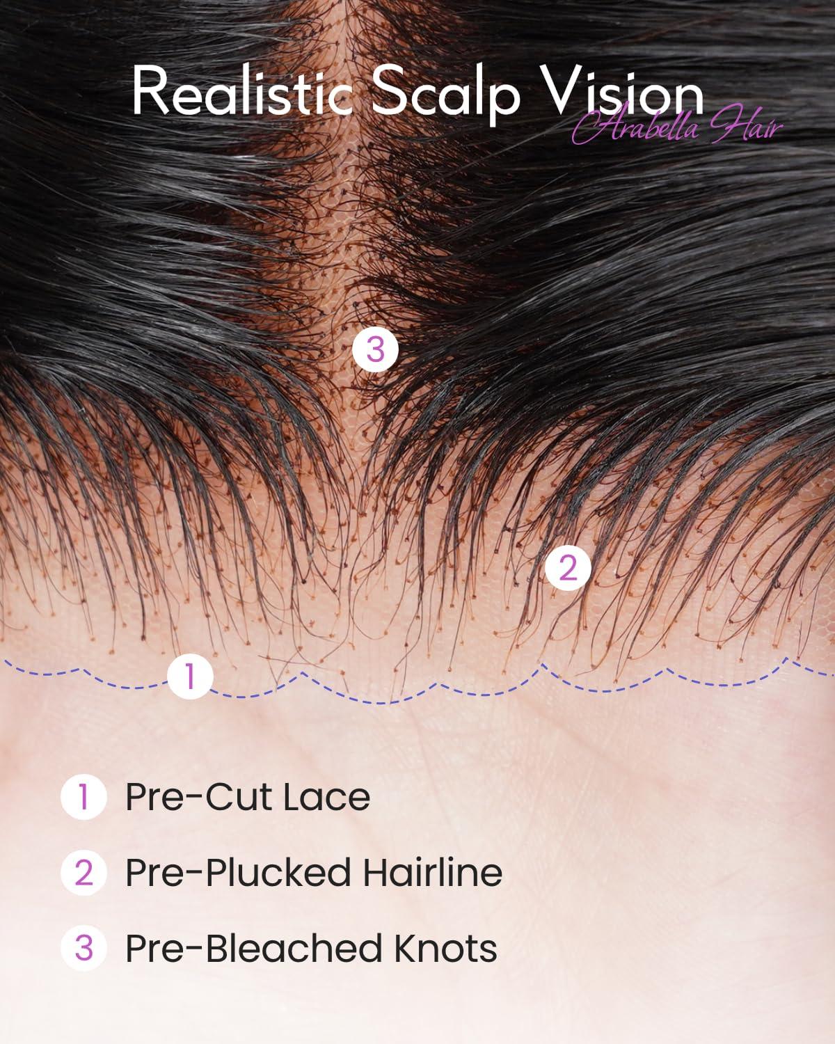 Arabella Arabella Hair 5x6 Glueless Wigs Human Hair and 4 Pcs 1B/30 Clip in Hair Extensions Pre Plucked Pre Cut 280% Density Glueless Wigs Human Hair Pre Plucked Bleached Knots Straight Wig Human Hair 18inch