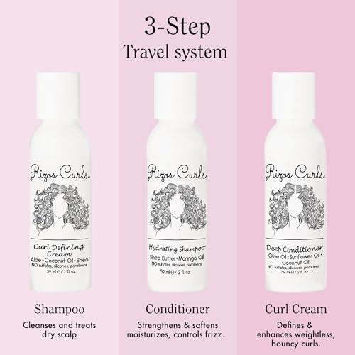 Rizos Curls Rizos Curls Trio Travel Curl Kit, Includes Travel Hydrating Shampoo, Travel Deep Conditioner, Travel Curl Cream, Gently Cleanse, Hydrate and Style, For All Curl Patterns 2a - 4c, 3 pack of 2 oz