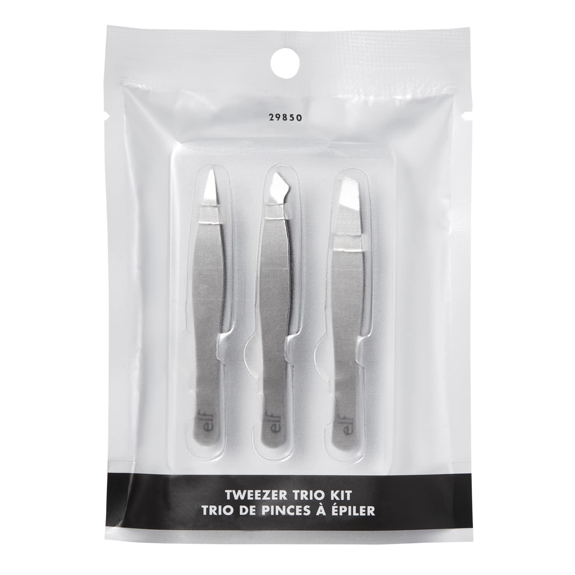 e.l.f. e.l.f. Tweezer Trio Kit, Three Mini Eyebrow Tweezers For Shaping, Defining & Grooming Brows, Great For Touchups On The Go, Vegan & Cruelty-Free
