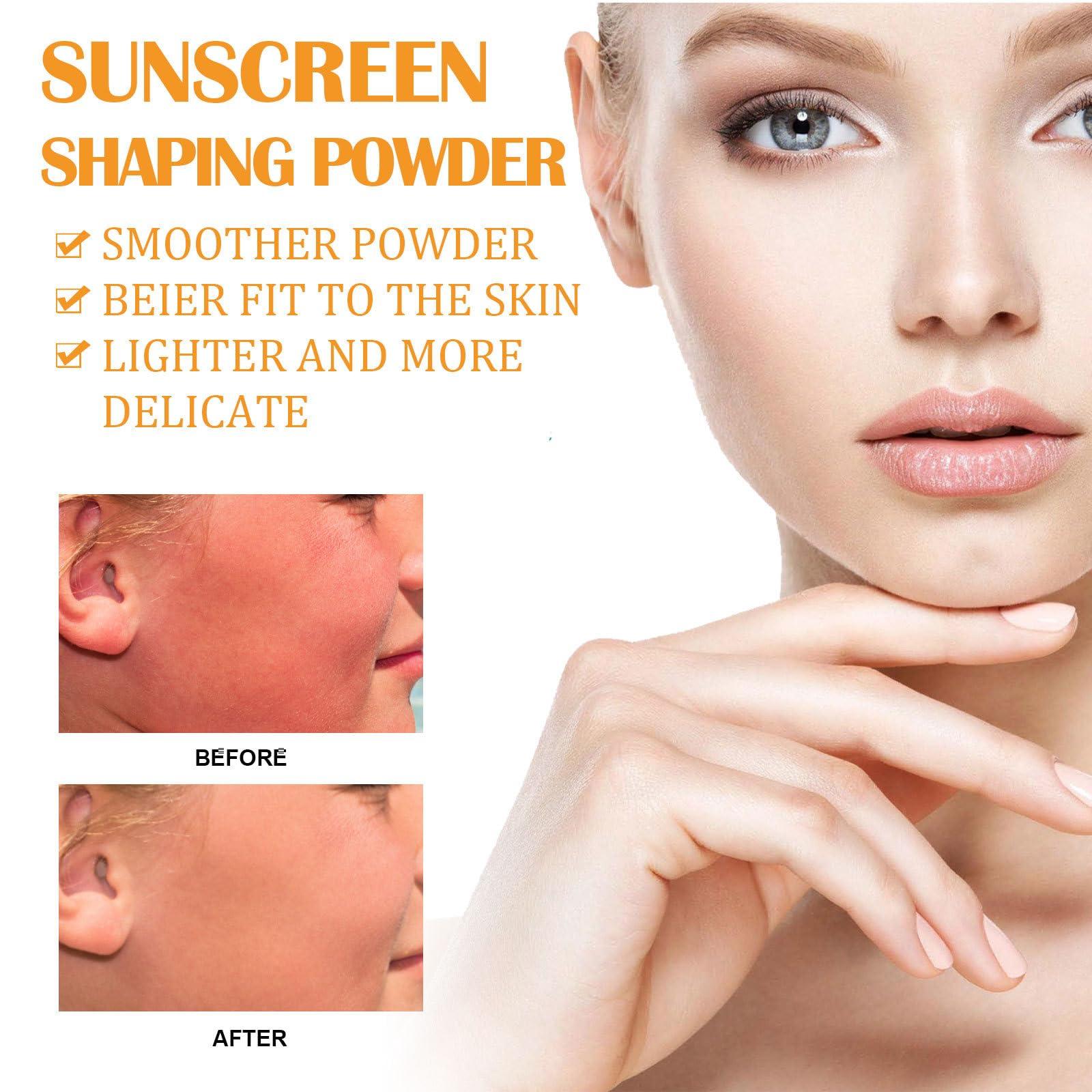 Jaysuing Mineral Powder Sunscreen, Powder Sunscreen for Face,Mineral SPF 50 PA+++ Sunscreen Powder,Long-Lasting Lightweight Breathable Sunscreen Power Brush