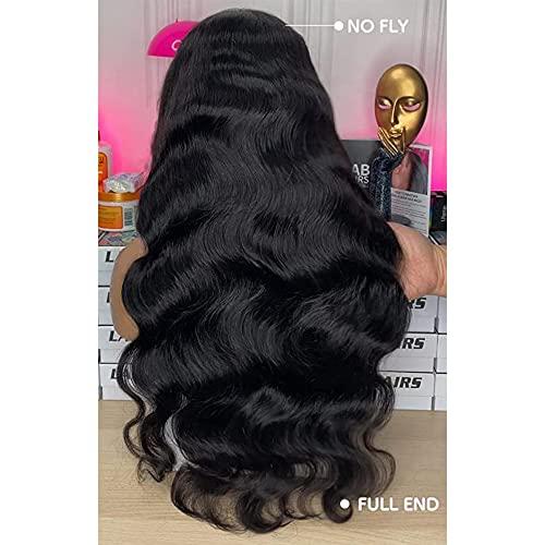 Labhairs Labhairs True Glueless 13x4 Full Lace Frontal Wigs Human Hair, 180 Density HD Transparent Lace Front Wig Pre Plucked Bleached Knots, Virgin Hair Seamless Glueless Easier To Install, 18 Inch