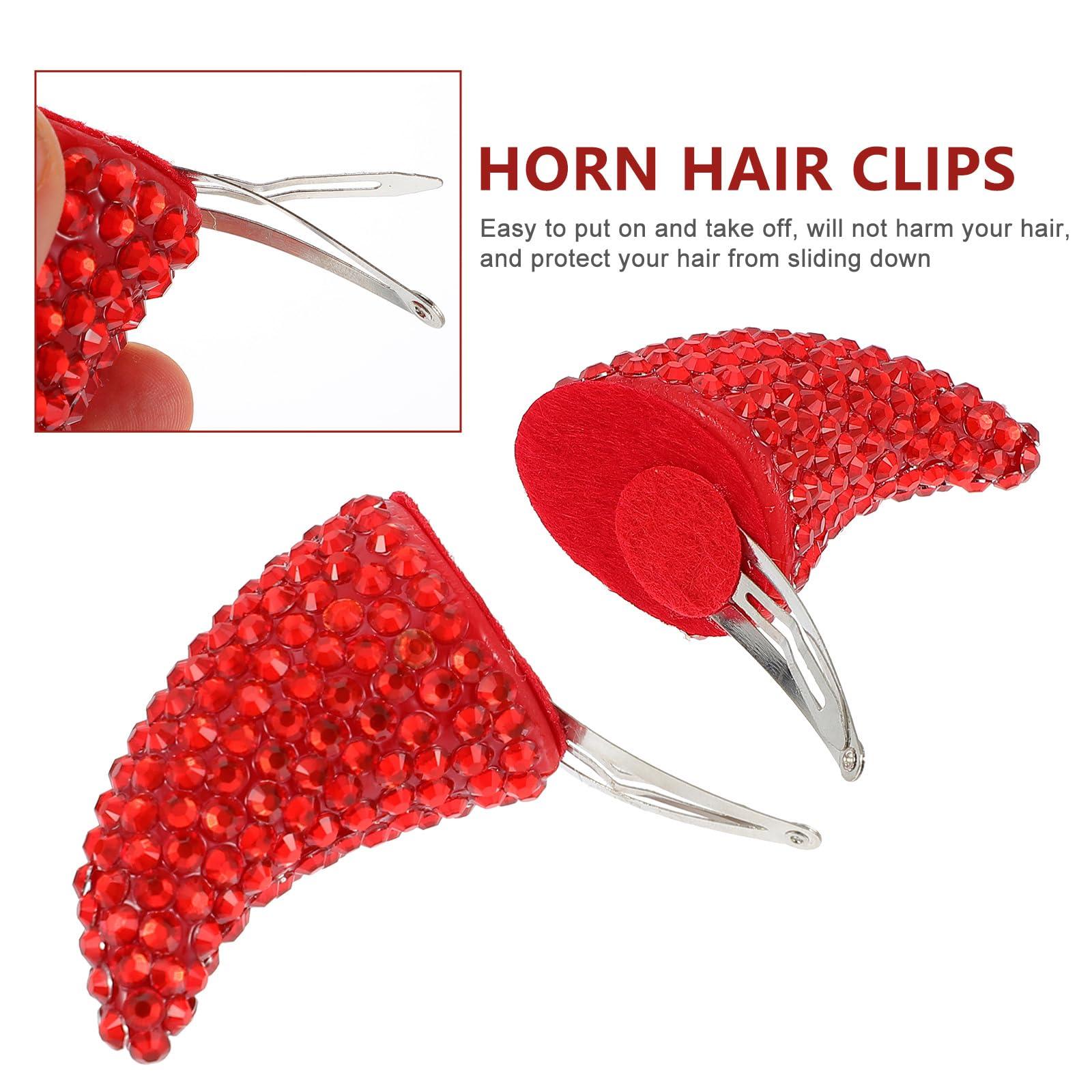 Healvian Healvian Halloween Devil Horns Hair Clip, Hair Clips Devil Halloween Head Prop,Halloween Red Horn Hairpins,Vampire Devil Headdress Halloween Dress Up Cosplay Costume