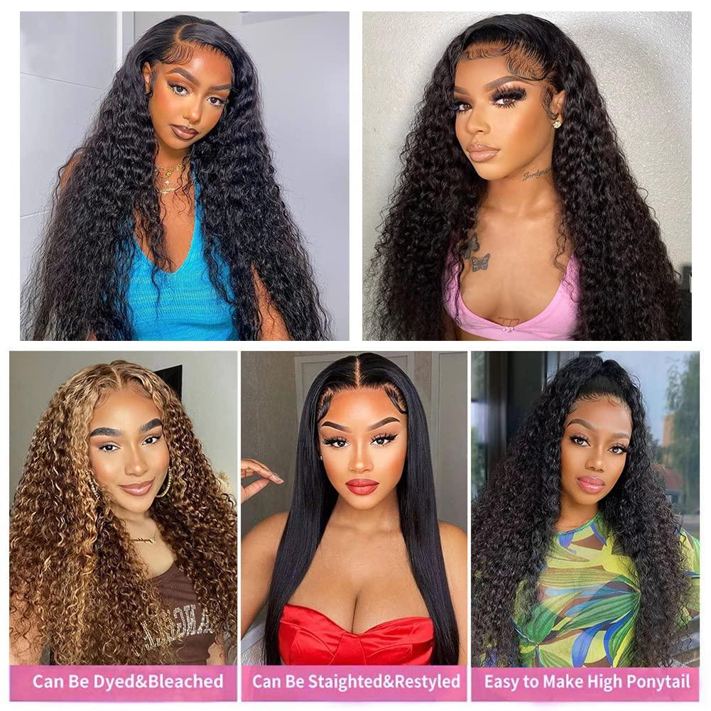 hetnear 32 Inch Deep Wave Bundles Human Hair 1 Bundles Water Wave Bundles 100% Unprocessed 10A Brazilian Virgin Human Hair Wet and Wavy Bundles Double Weft Deep Curly Weave Natural Black