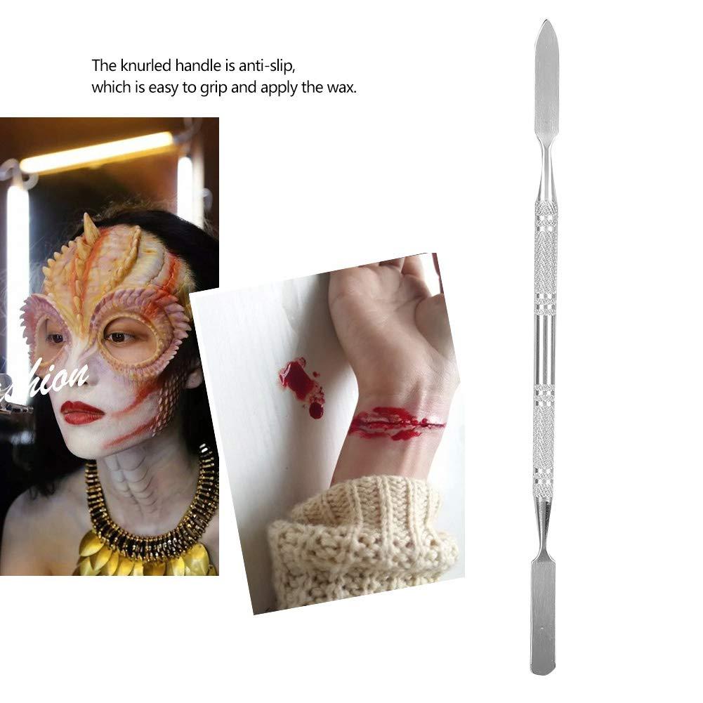 Agatige Stainless Steel Cosmetic Makeup Spatula, Double Head Non Slip Handle Beauty Spatula for Special Effects Makeup(Large)