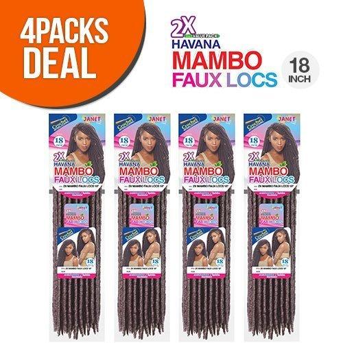 Janet Collection Janet Collection Synthetic Hair Crochet Braids 2X Havana Mambo Faux Locs 18" (4-Pack, DARK PURPLE)