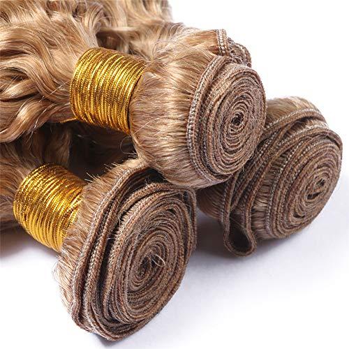 Generic #27 Honey Blonde Kinky Curly Brazilian Human Hair Weave Bundles 3Pcs 300Gram Strawberry Blonde Kinky Curly Virgin Human Hair Wefts Extensions Mixed Length (26 28 28)