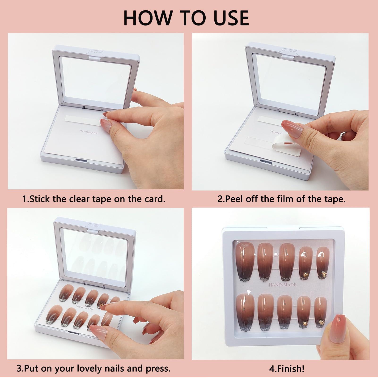 GUXACU GUXACU 32 Pack Press On Nail Packaging Boxes - 3D Floating Storage and Display Box With 90pcs Double Sided Adhesive Tape for Nail Tech