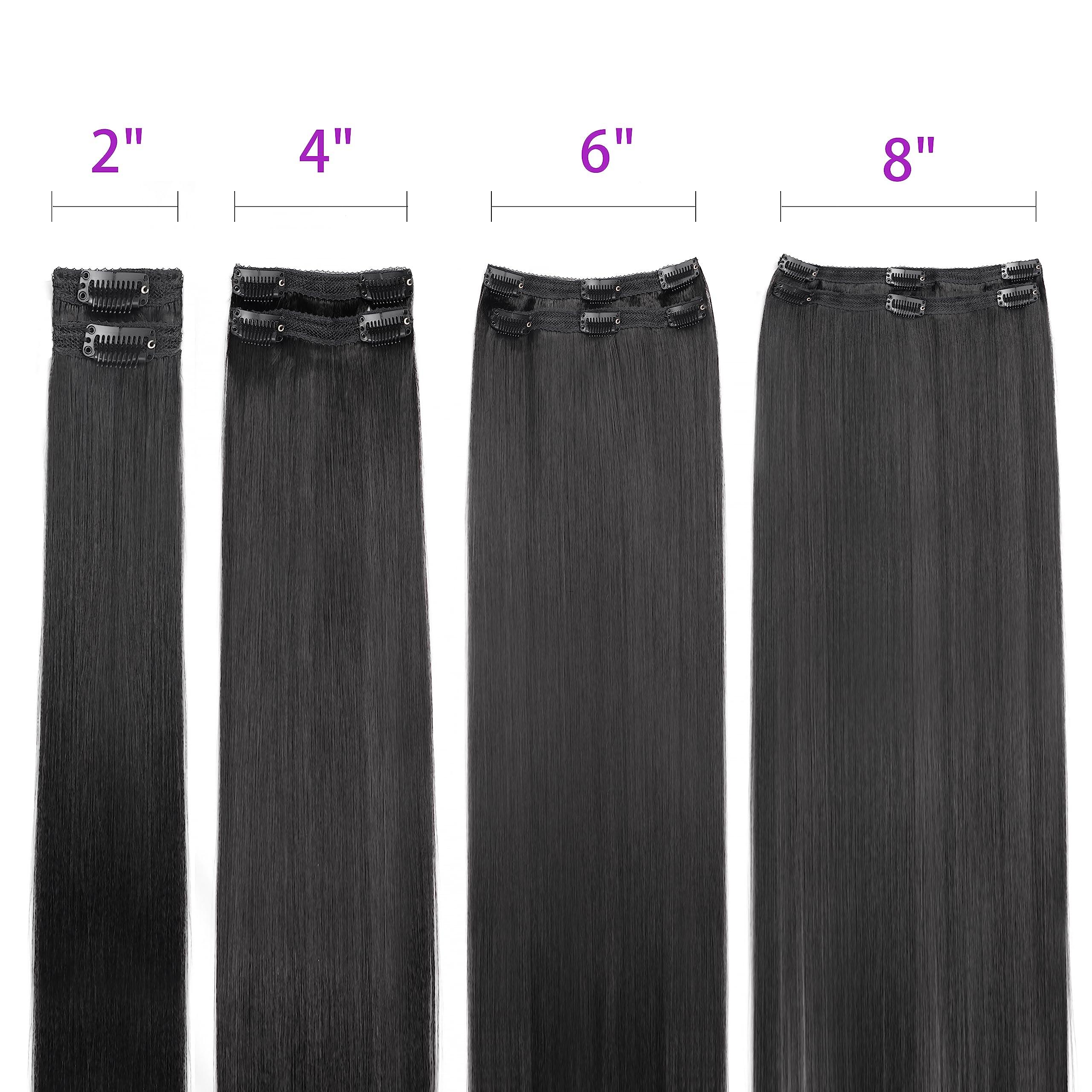 Mihugass Mihugass Yaki Straight Clip in Hair Extensions For Women 100% Unprocessed Brazilian Virgin Hair clip ins Yaki Straight Clip on Hair Natural Black 8pcs with 18Clips Per Set 120G (18 Inch)