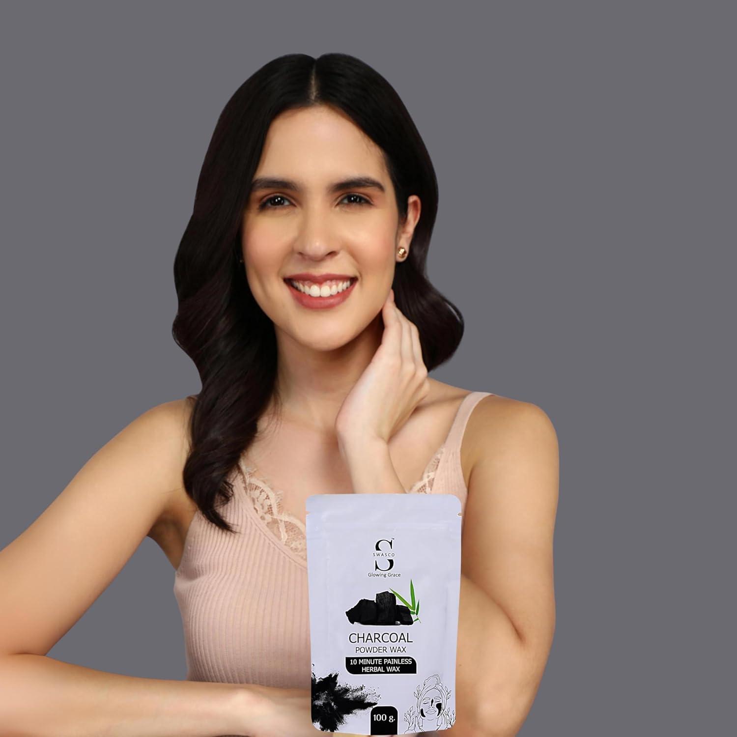 Generic Face and Body Herbal Organic Wax Powder for Hair Removal 100g | 10 Minutes Painless Face and Body Hair Removal Powder for Women and Men | Wax Powder Chemical-Free (CHARCOAL)