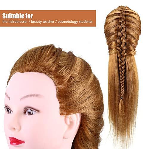 Cimenn Hair Practice Manikin Head, Makeup Mannequin Head Long Straight Hair Dresser & Practice Long Training Head Golden Synthetic Hair with 40% Real Hair Braiding Manikin Head Doll Cosmetology Head