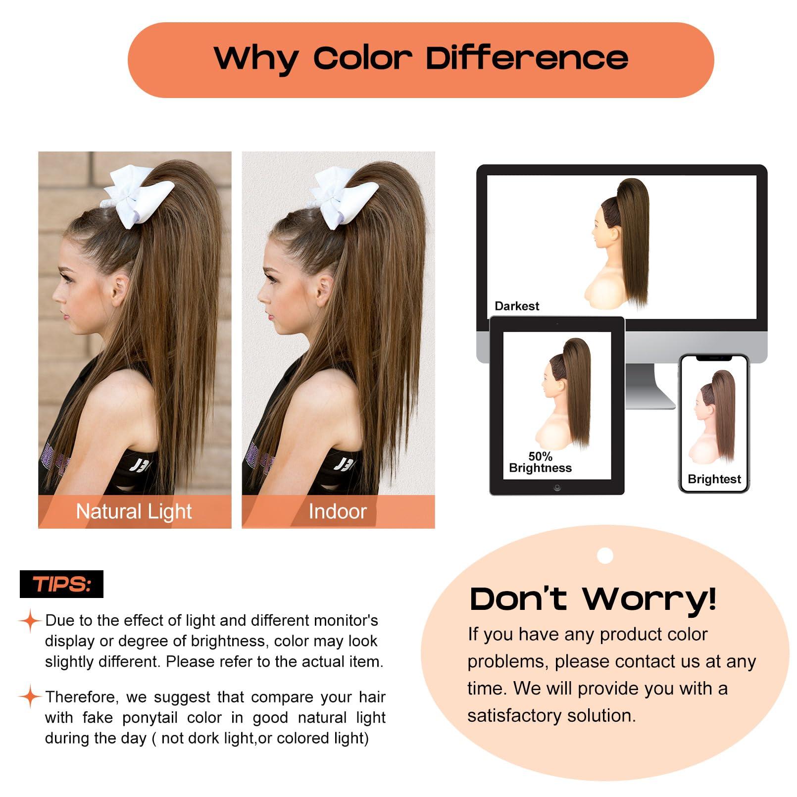 SEIKEA SEIKEA Cheer Ponytail Hair Piece, 10\" Straight Tangle-Resistant Smooth Natural Blonde Cheerleader Hairpiece Ponytail Extension for Cheer Competition, Dance, Performance, Ash Blonde