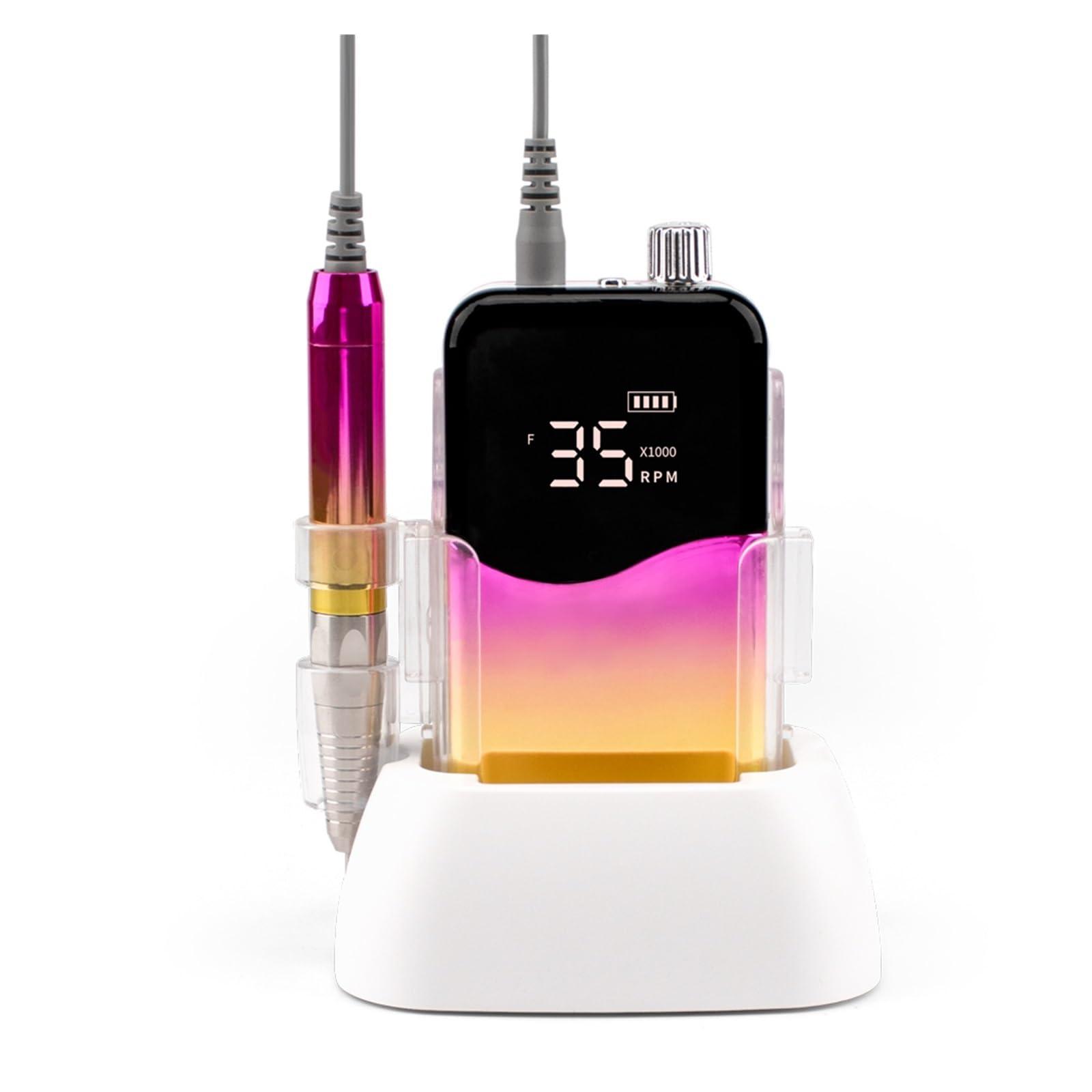 ROLTIN Electric Nail Drill, Portable Nail Drill, Professional 35000 RPM, Rechargeable Electric Nail File Machine E File For Acrylic Nails Gel Polishing Removing, Cordless Efile With Bits Kit For Manicure Sal