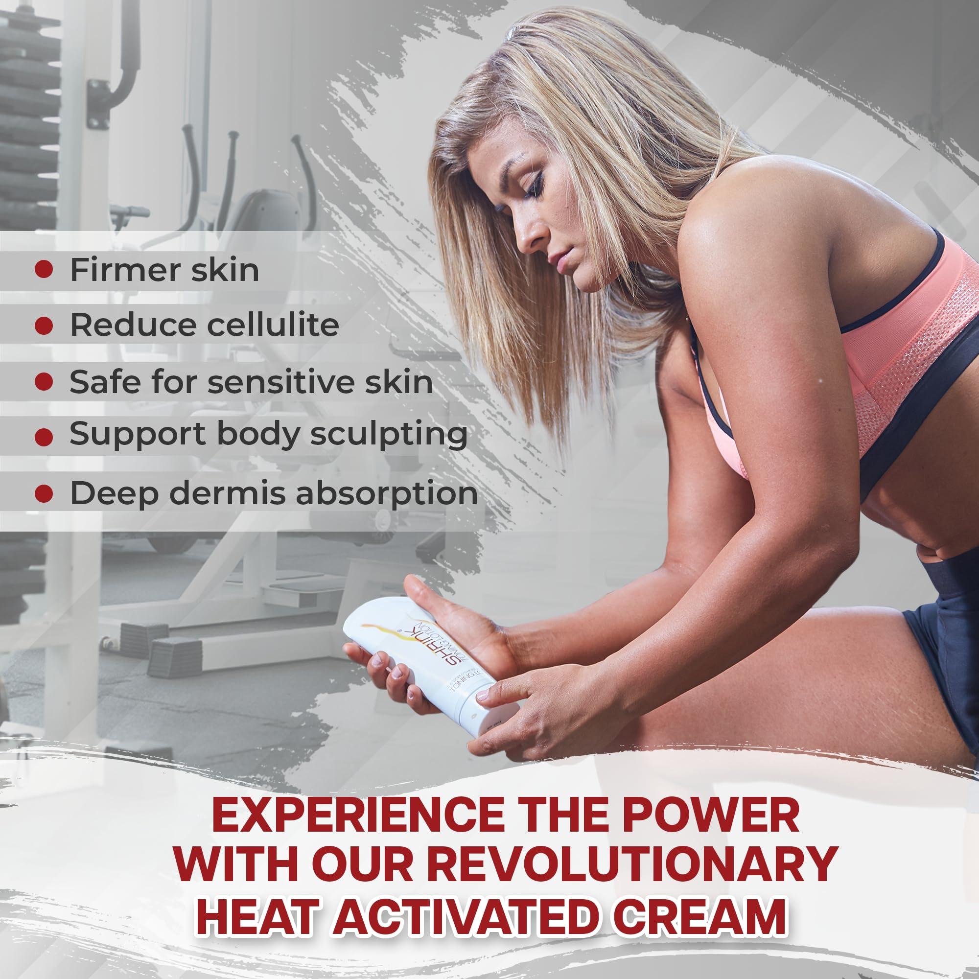 shrink Shrink Toning Lotion - Heat Activated Cellulite Cream and Firming Body Lotion for Women and Men - Body Cream for Stomach, Tummy, and Body - with Caffeine, Vitamin E, Skin Tightening Body Cream (8oz)