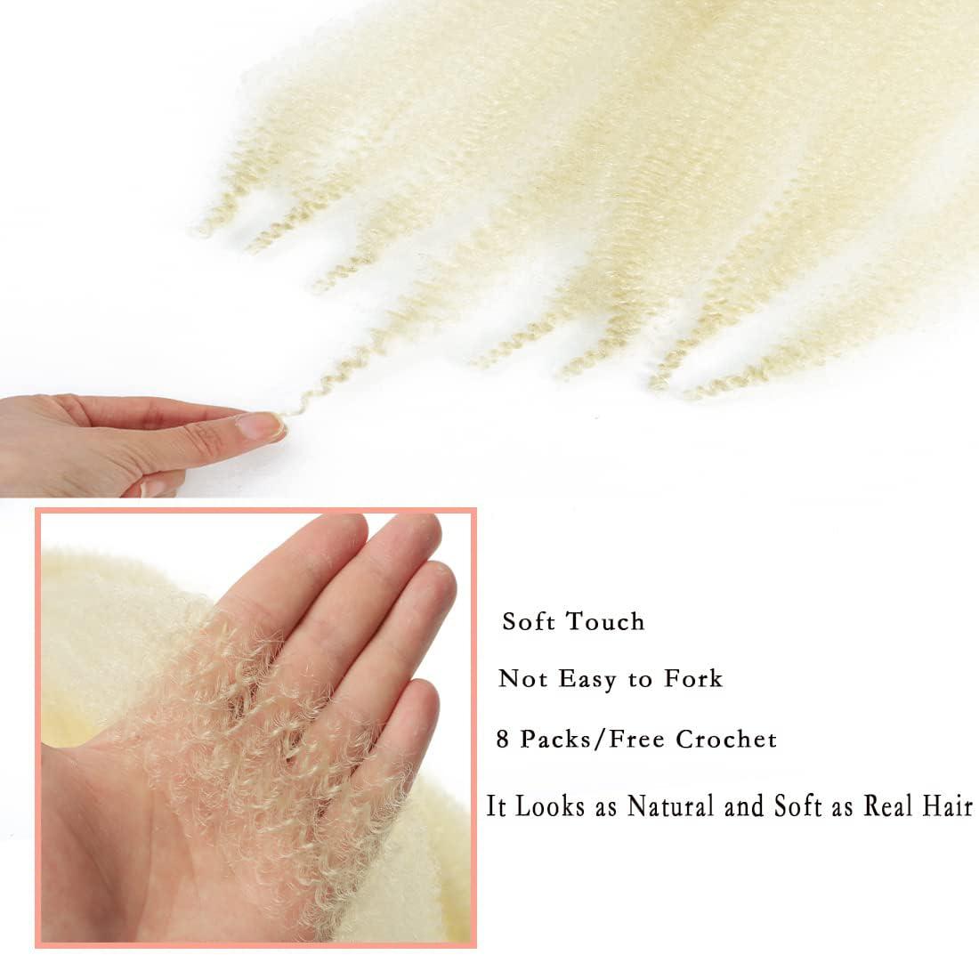 Detean Marley Twist Braiding Hair Marley Twist Hair Springy Twist Hair Afro Twist Hair 14 Inch 3 Packs Pre Separated Pre Fluffed Twist Hair for Braids Marley Crochet Hair Extensions (613,3Packs)