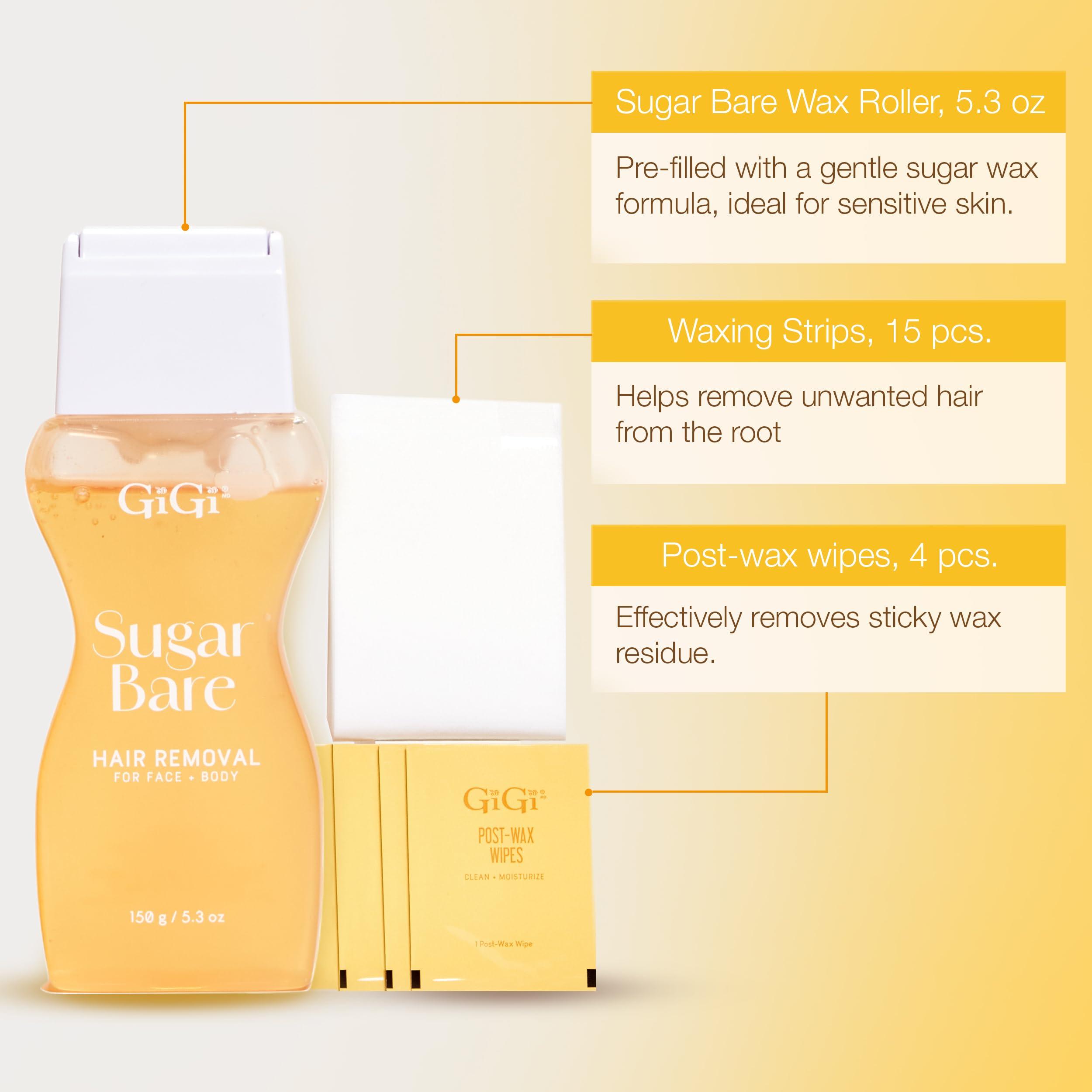 GiGi GiGi Roll On Sugar Wax Hair Removal Kit, for Face and Body, Ready to Use, Gentle Formula, 1-pack