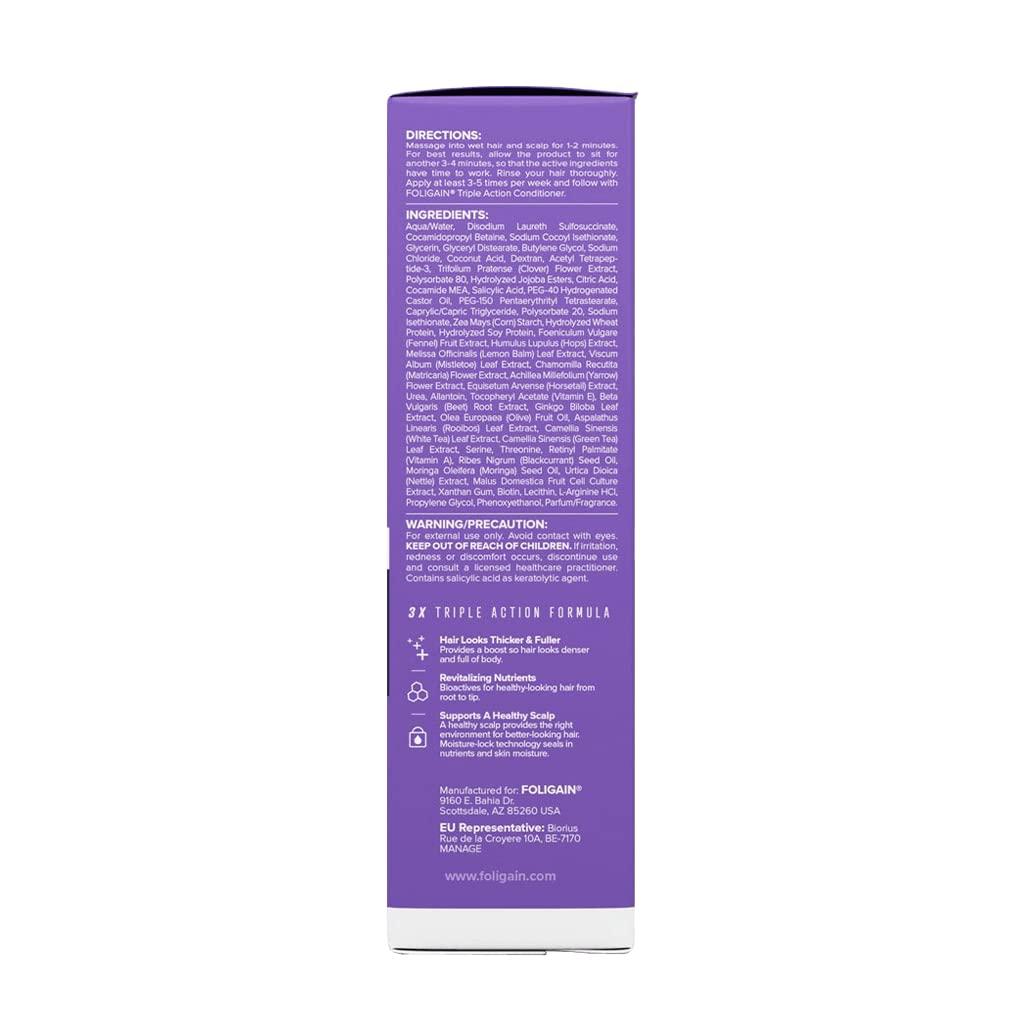 Foligain Foligain Triple Action Shampoo For Thinning Hair, Women’s Volumizing Shampoo with 2% Trioxidil, 8 Fl. Oz. (WRGroup)