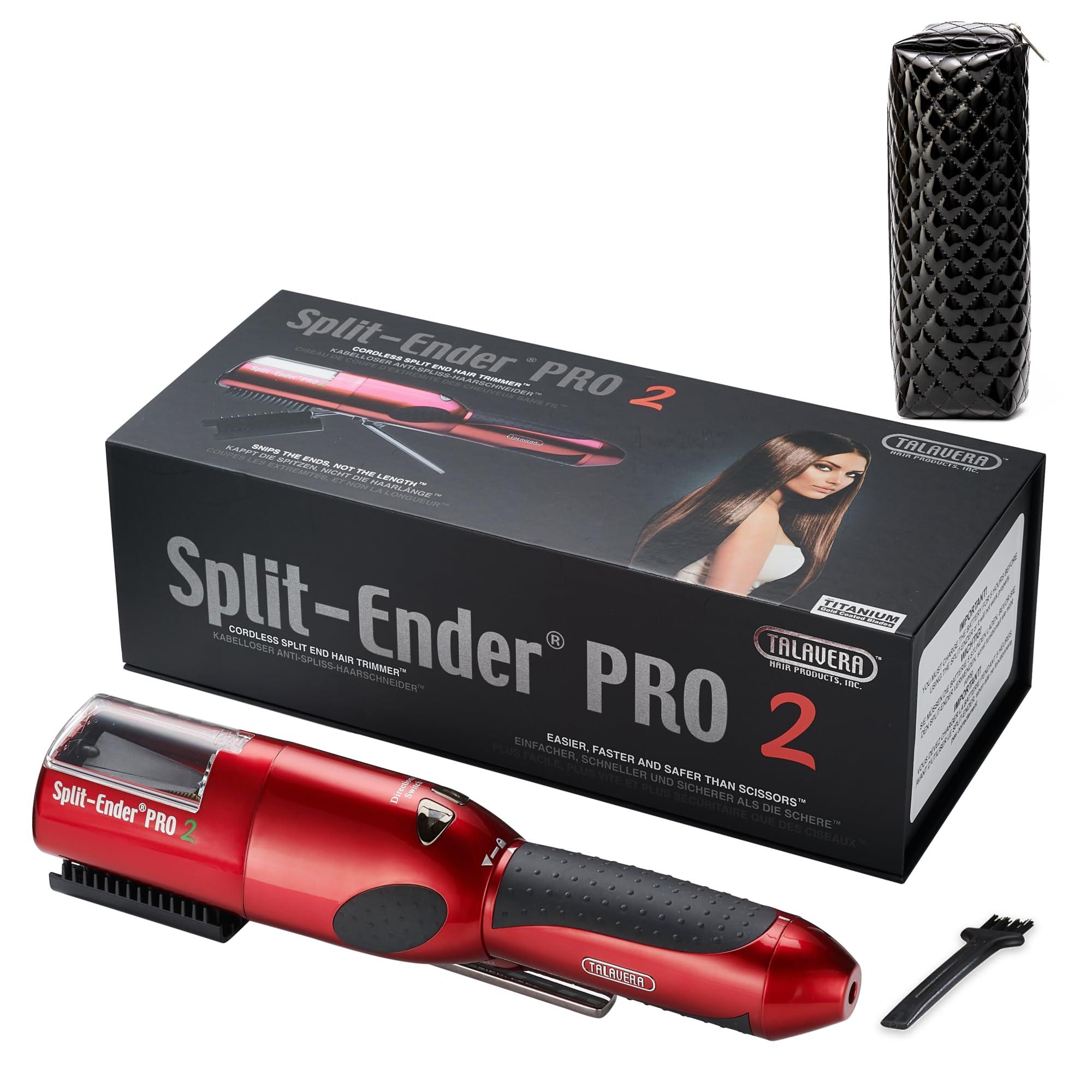 Split-Ender Split Ender Pro 2 - The Original Cordless Split End Hair Trimmer Automatic Rechargeable Home Tool Hair Clipper 2-in-1 for Dry Damaged Splitting Broken Brittle Straight Curly Frizzy Beauty - Red