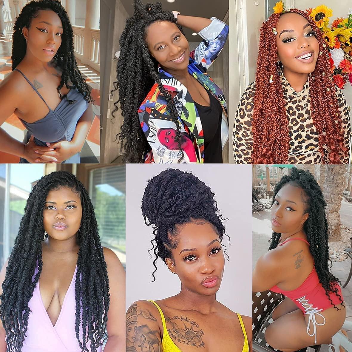 ZRQ ZRQ Butterfly Locs Crochet Hair 24 Inch 2Packs Distressed Butterfly Faux Locs With Curly Ends Pre Looped Butterfly Twist Natural Black Goddess Locs Hair Extensions for Women (24 Inch, 1B#)