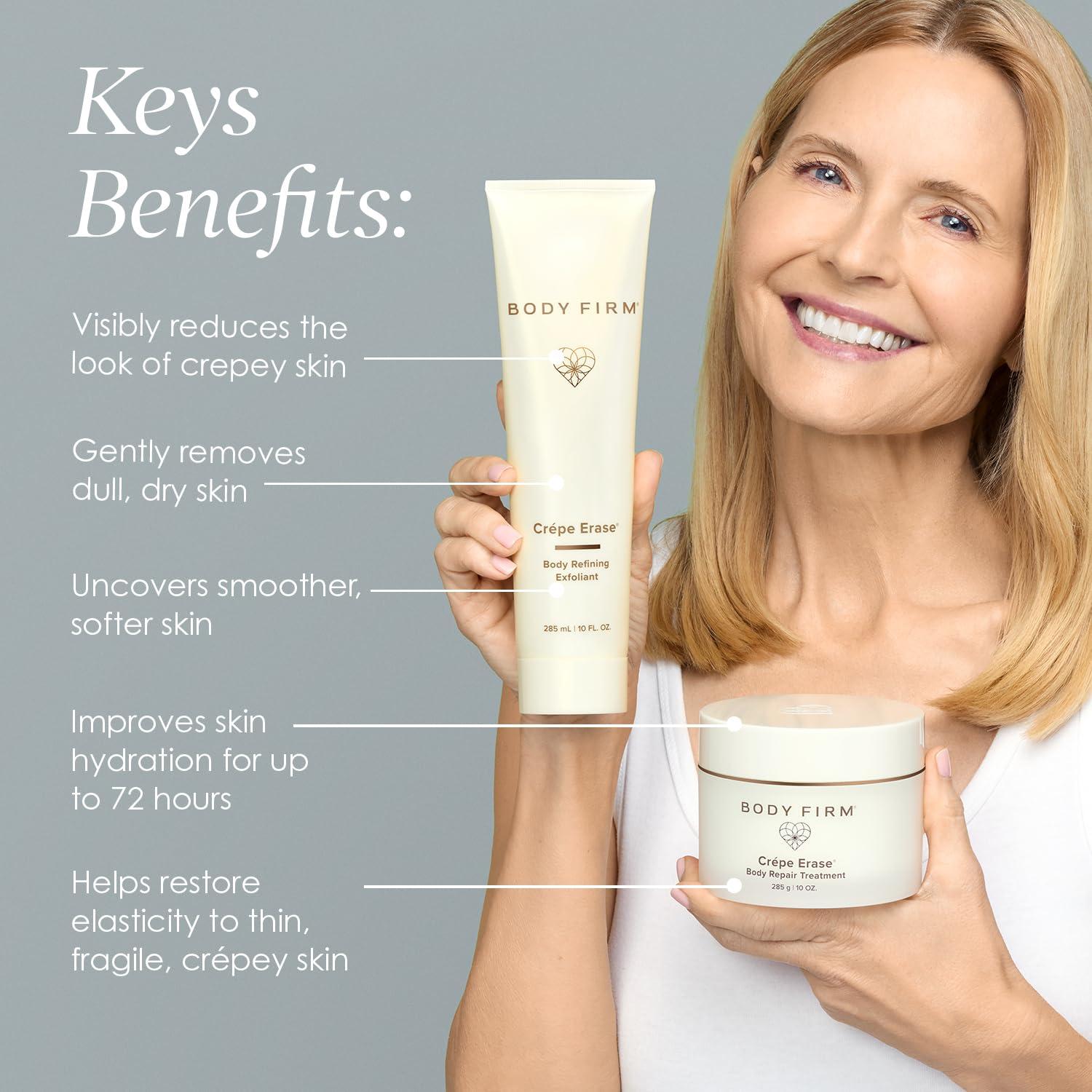 Crepe Erase Crepe Erase 2-Step Advanced Body Care Treatment, Anti-Aging Skin Care for Body & Neck, Firming Moisturizer Cream + Body Exfoliating Pre-Treatment to Support Wrinkle, Crepe Skin & Collagen, Citrus