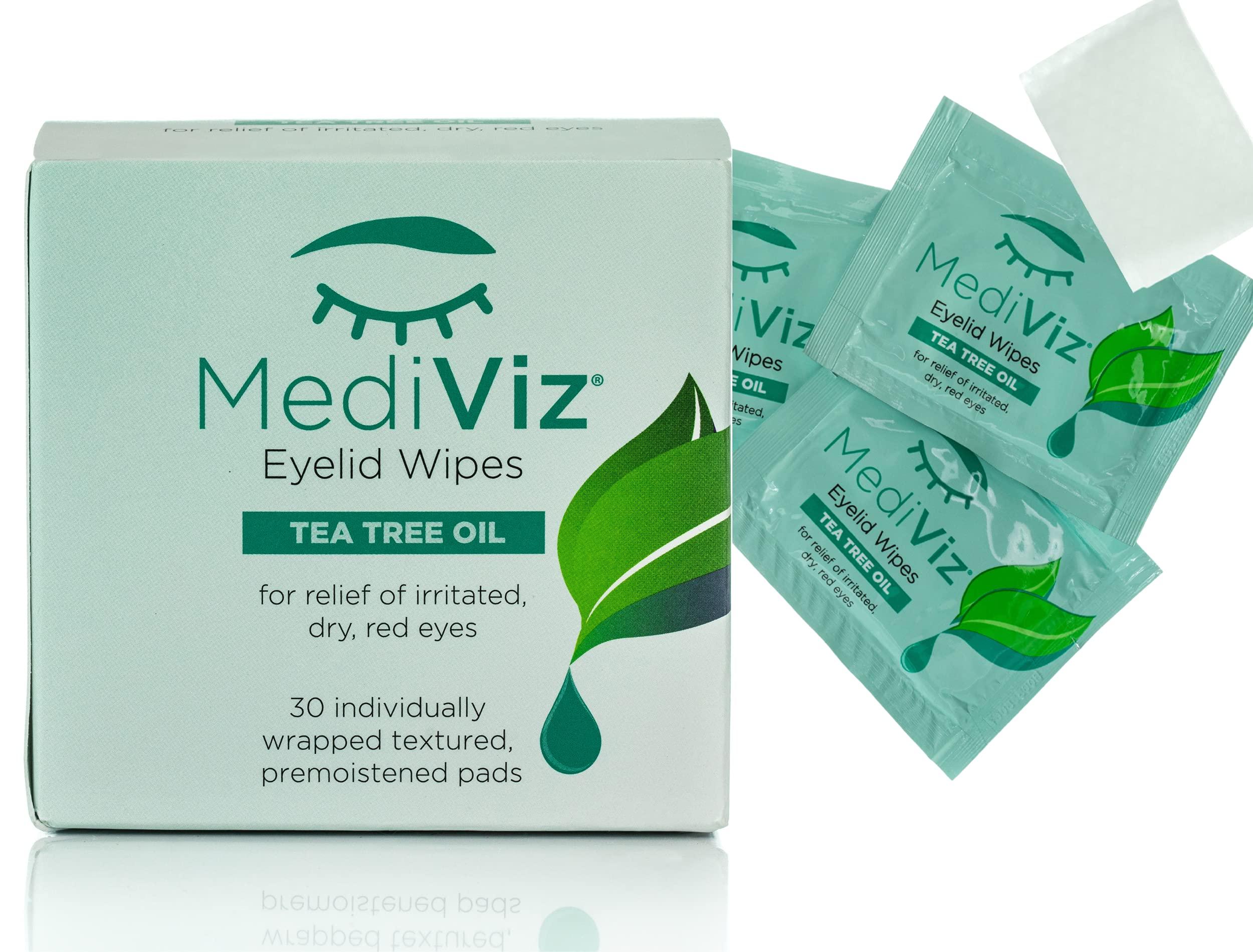 MEDIVIZ MediViz Tea Tree Eyelid Cleanser Wipes  90 Single-Use Towelettes  Eyelash & Eyelid Wipes for Soothing Dry Eye Irritation, Demodex Removal & More
