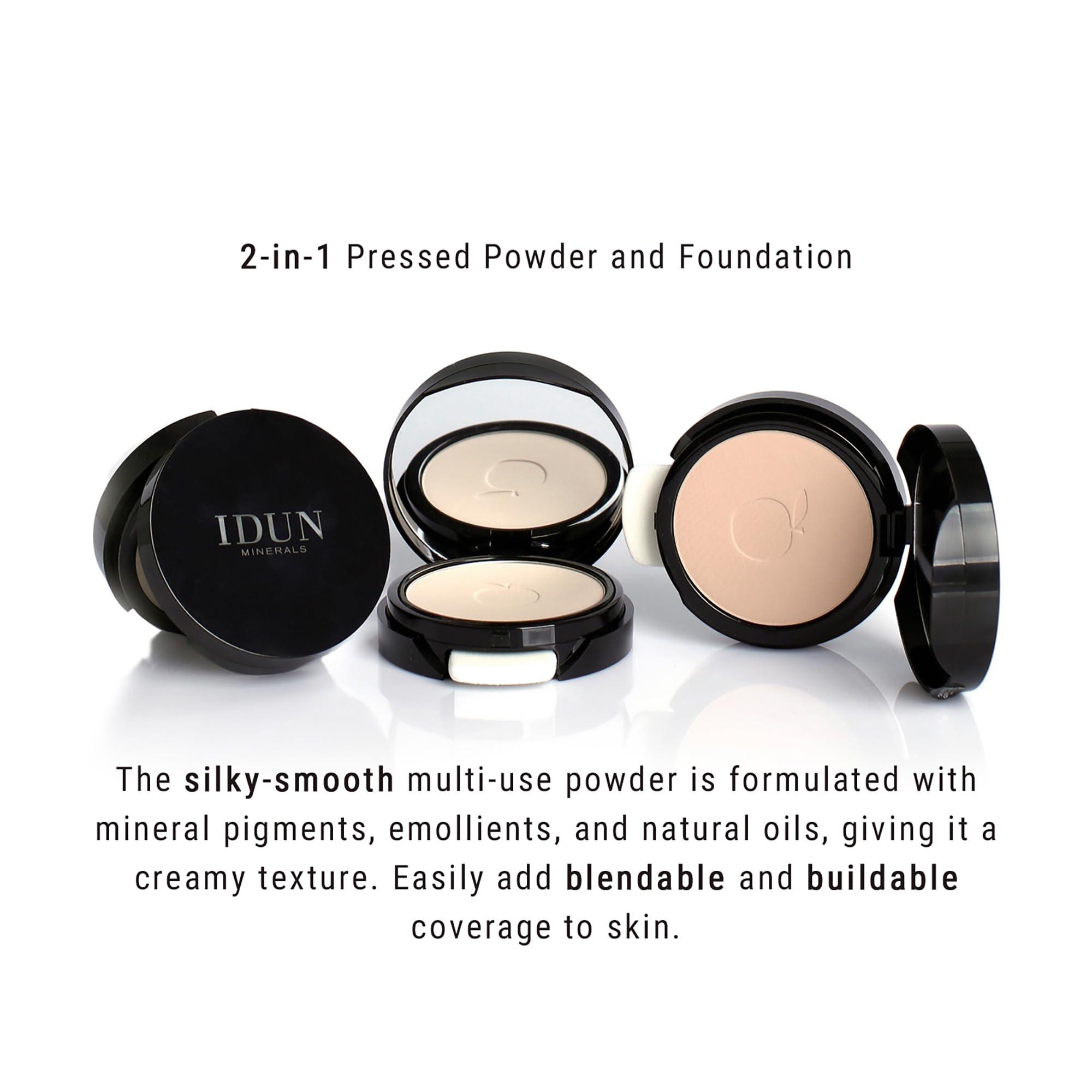 IDUN Minerals Idun Minerals - 2-In-1 Pressed Powder And Foundation - Multi-functioning Powder With A Perfecting Matte Finish - Easily Blendable And Buildable, Vegan Formula - Skargard Light-Medium - 0.27 Oz