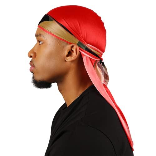 Superstitch Superstitch Supersilky Ultra Silky Durag x Wavebuilder | 30+ Styles Premium Designer Durags for Men | 360 Waves | Red and Camo (Rapid Fire)