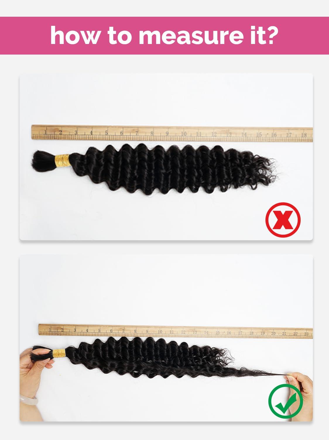 KISS HAIR Human Braiding Hair 1 Bundles/Pack 100g 18 Inch Deep Wave Curly Bulk 100% Human Hair for Braiding No Weft 10A Brazilian Virgin Human Hair Extensions for Boho Braids Natural Black Wet and Wavy