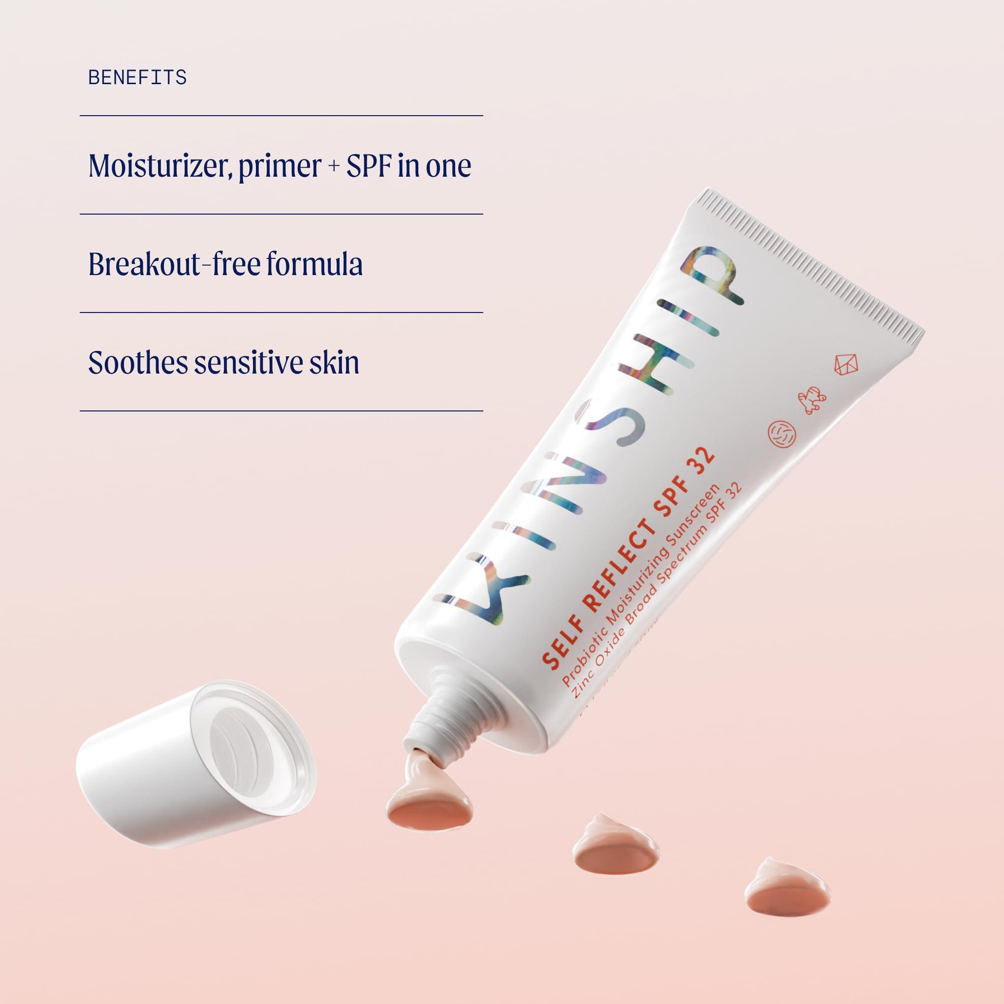 Kinship Kinship Self Reflect Probiotic Moisturizing Sunscreen SPF 32 1.75oz + 3.5oz Bundle - For Face & Body - Lightweight 100% Mineral SPF for Sensitive Skin - Sheer Zinc Oxide Sunblock - Clean & Reef Safe