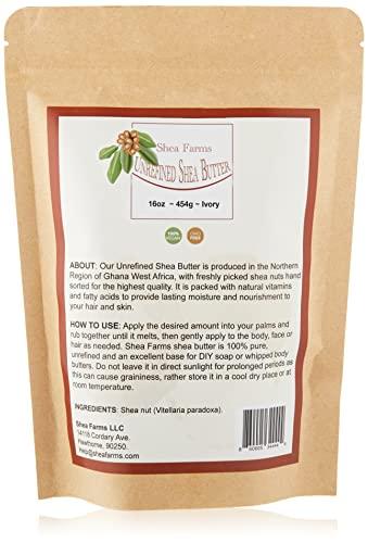 Shea Farms Raw Shea Butter - 8oz/.5lb Unrefined Shea Butter - Moisturizing African Shea Butter for All Skin Types - 100% Natural and Pure - Use it alone, as a base for Soap or Whipped Body Butter