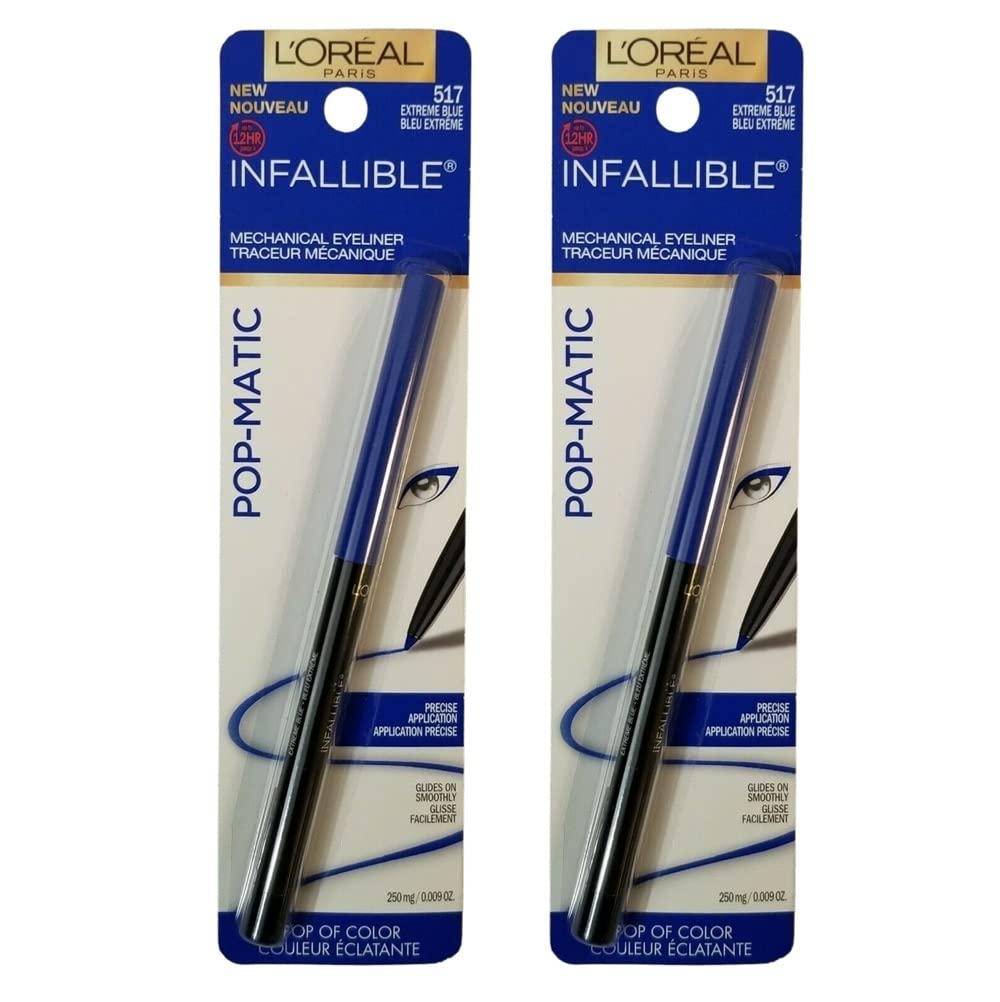 Loreal Pack of 2 L'Oreal Paris Infallible Pop-Matic Mechanical Eyeliner, Extreme Blue #517