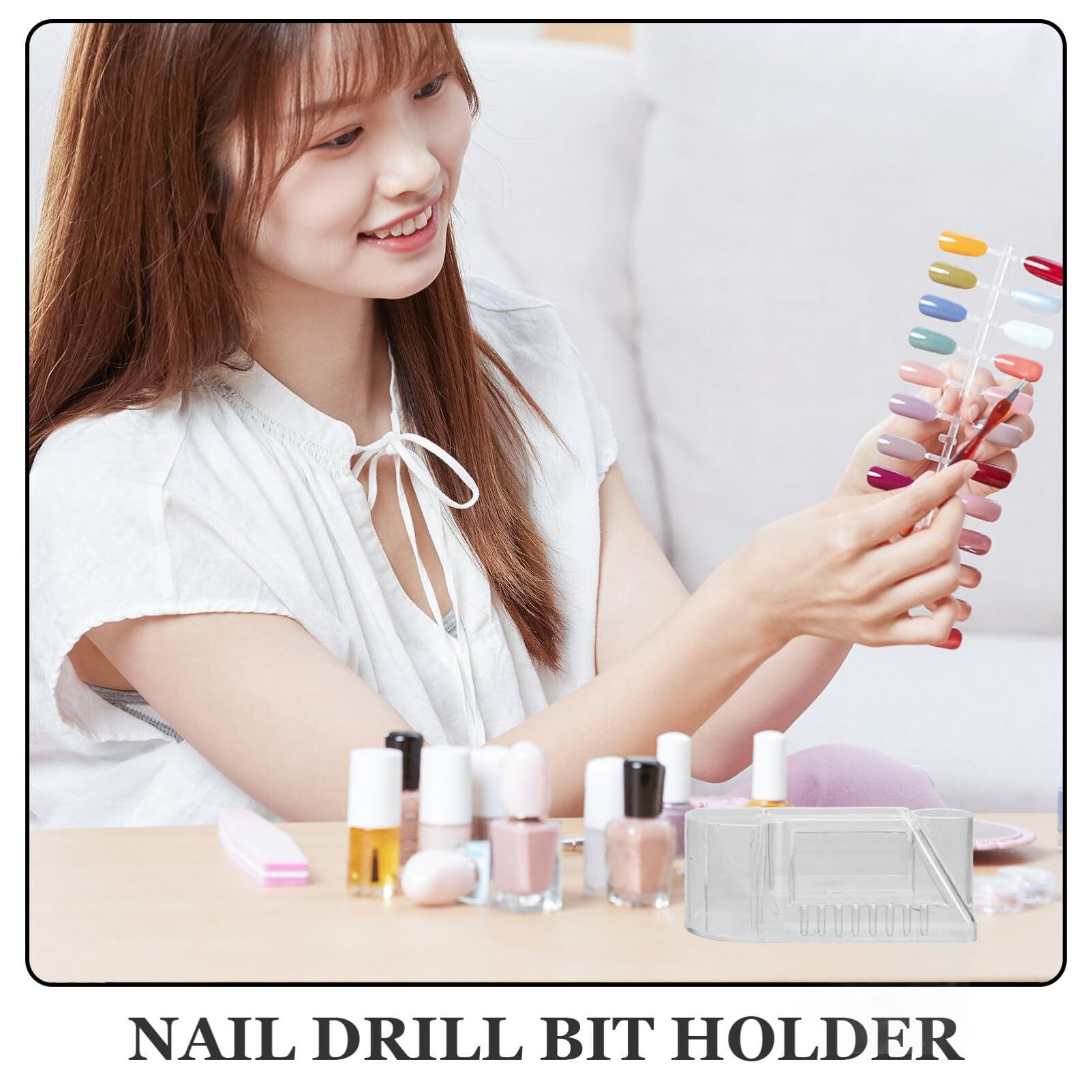 Ipetboom Ipetboom Nail Drill Holder, Mini Nail Drill Machine Storage Box Nail Art Polishing Grinding Drill Bit Holder Display Storage Box Nail Drill Grinding Bit Case Organizer
