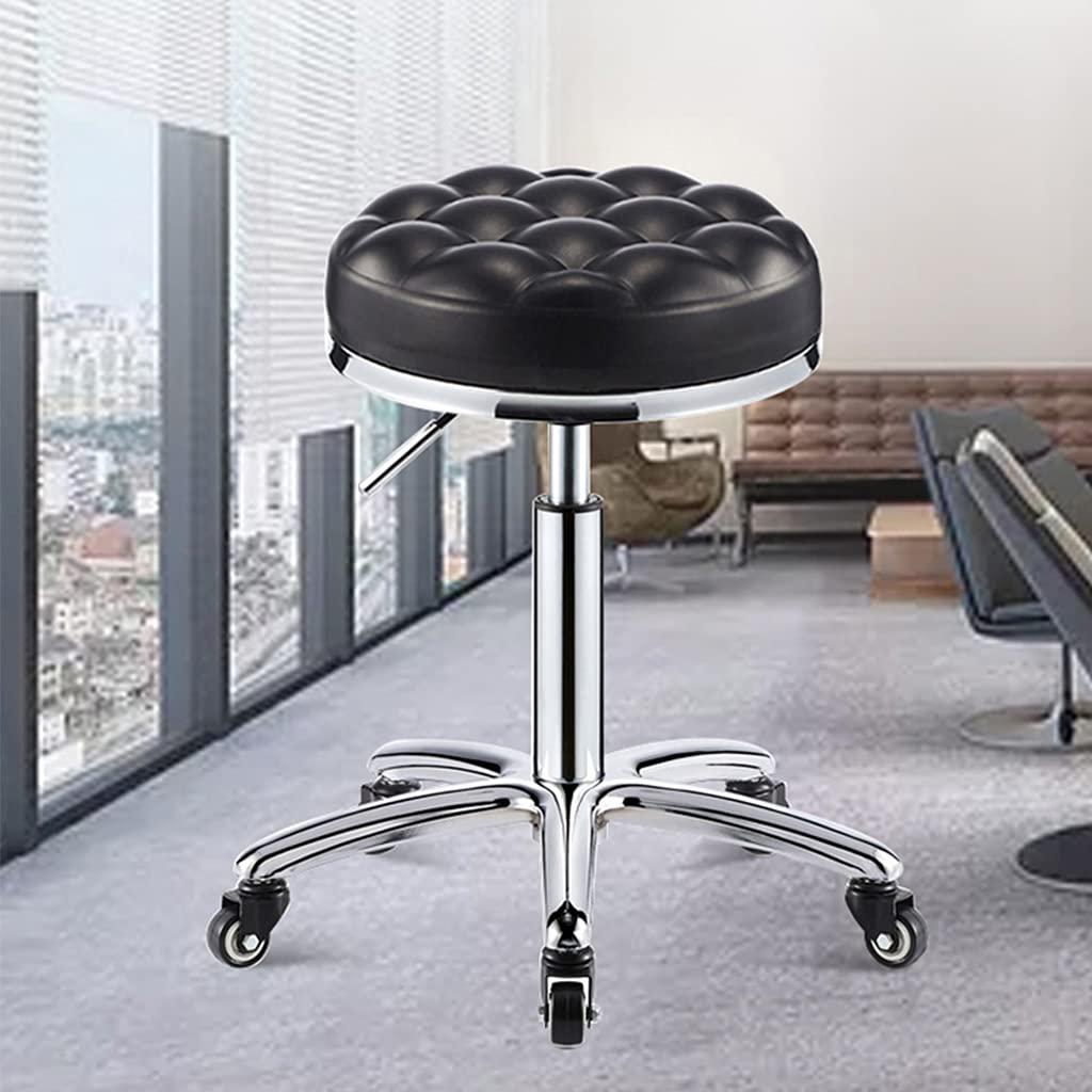 ZHOUXIAO ZHOUXIAO Adjustable Height Stool with 5 Wheels/Thick Sponge,Ergonomic Chrome Steel PU Leather Bar Stool Shop Stool,Hydraulic Rolling Swivel Salon Stool,Massage Spa Tattoo Cou red1