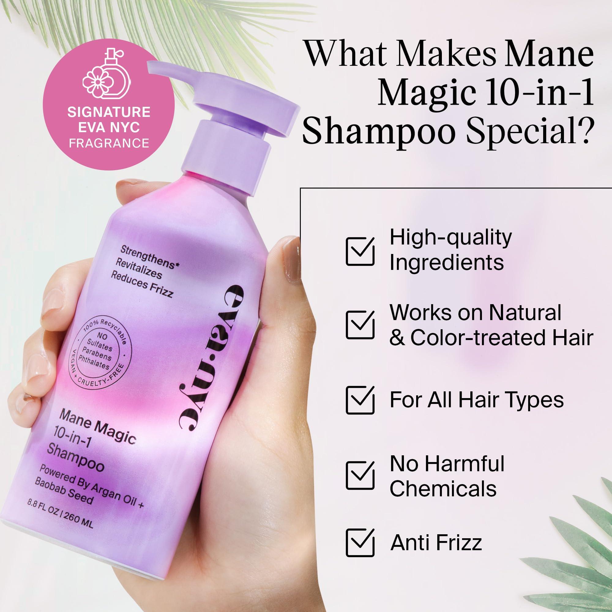 EVA·NYC Eva NYC Mane Magic 10-in-1 Shampoo - Soft, Smooth, Strengthening and Nourishing Sulfate-Free Shampoo for Women, GMO-Free, 8.8 fl oz