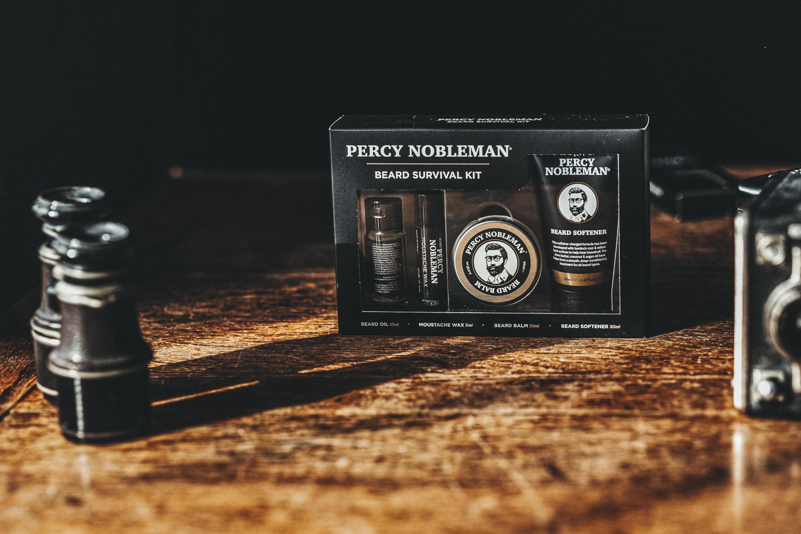Percy Nobleman Percy Nobleman Beard Survival Kit, a Beard Grooming Kit containing a scented beard oil, beard balm, moustache wax, and a beard softener