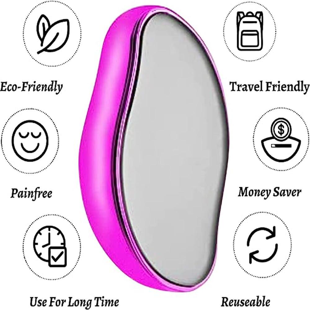CooBAA Crystal Hair Eraser for Women and Men,Reusable Crystal Hair Remover Device, Magic Painless Exfoliation Hair Removal Tool,Magic Hair Eraser for Back Arms Legs, (Rose Gold)