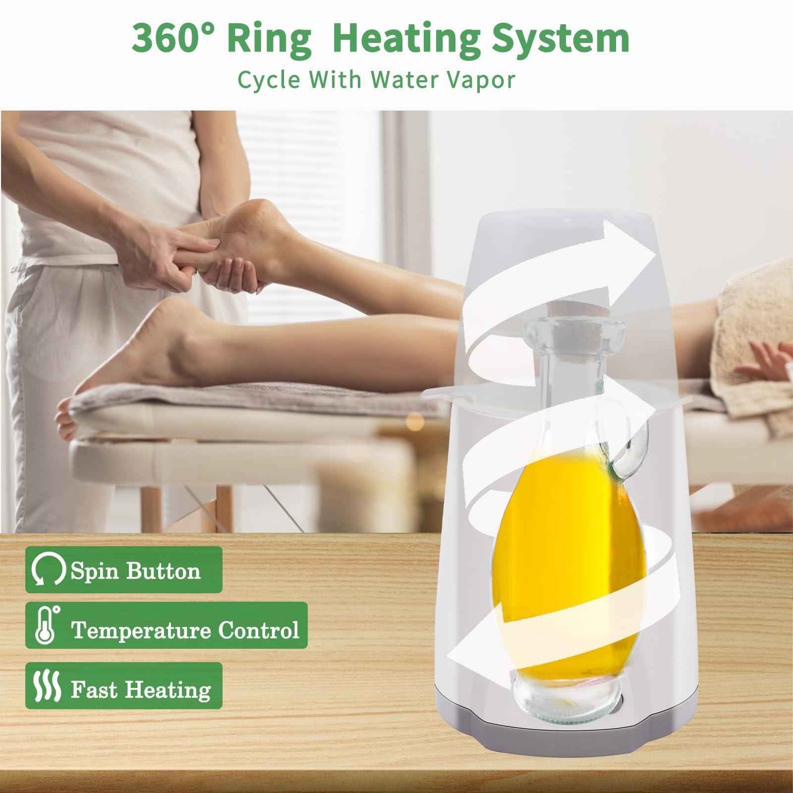 Surmol Oil Warmer for Massage With Glass Bottle - Professional Massage Oil Warmer for Massage Therapy Spa Home Salon, Lotion Warmer Oil Heater Dispenser