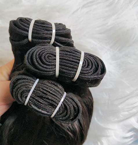 sunflowerhair Clytie Raw Indian Temple Natural Wavy Unprocessed Cuticle Aligned Virgin Human Hair Double Wefted 3 Bundles (14" 16" 18")