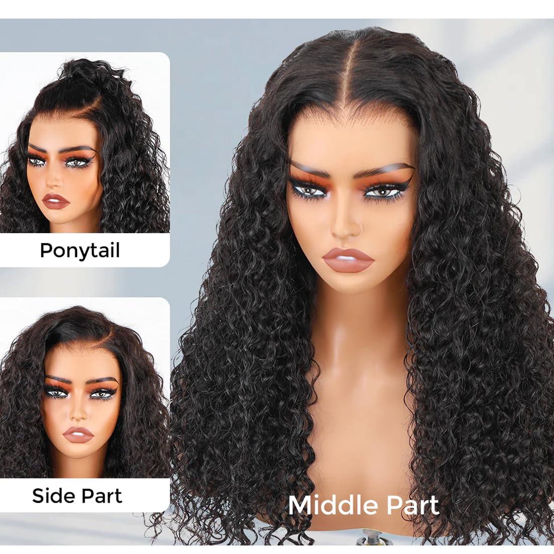ISEE ISEE Hair Wear And Go Glueless Wig Human Hair M Cap 9x6 Water Wave Wig Pre Cut HD Lace 180% Density Deep Curly Lace Front Wig Human Hair Pre Plucked For Beginners 3 Second To Wear Glueless Wig 24 Inch