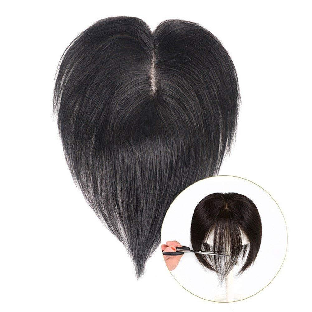LXUE Real Human Hair Toppers for Short Hair Hand Tied Clip in Topper Hairpiece for White Thinning Hair, 7 x 10cm Dark Brown, 8"