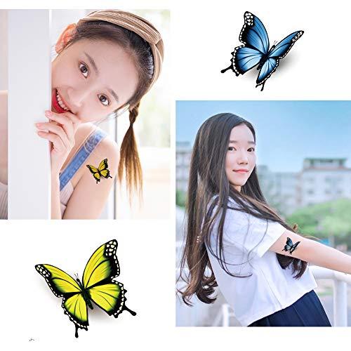 Fanoshon Fanoshon Butterfly Temporary Tattoos 3D Design for Kids Women Adults 16 Sheets, Assorted Fake Butterfly Body Art Stickers Water Transfer for Teen Girls Festival Halloween Party Favors Birthday Gift