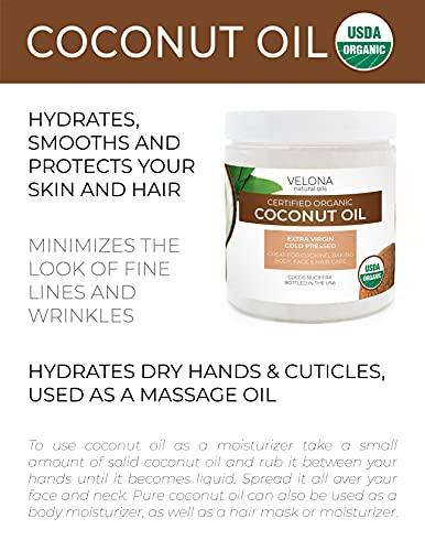 Velona Velona USDA Certified Organic Coconut Oil Extra Virgin - 1 Gallon / 128 Fl Oz | Food and Cosmetic Grade | in jar | Extra Virgin, Cold-Pressed
