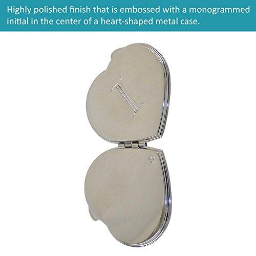 Ganz Ganz Compact Purse Mirror with Dual View, Monogram I in Center of Heart-Shape Metal Case.