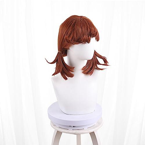 osseoca osseoca Red Brown Short Hair Double Ponytail Hair Tie Wig Curly Hair Bangs Full Hair cos anime show Simulation wig 35cm 13inch (cheerleader)