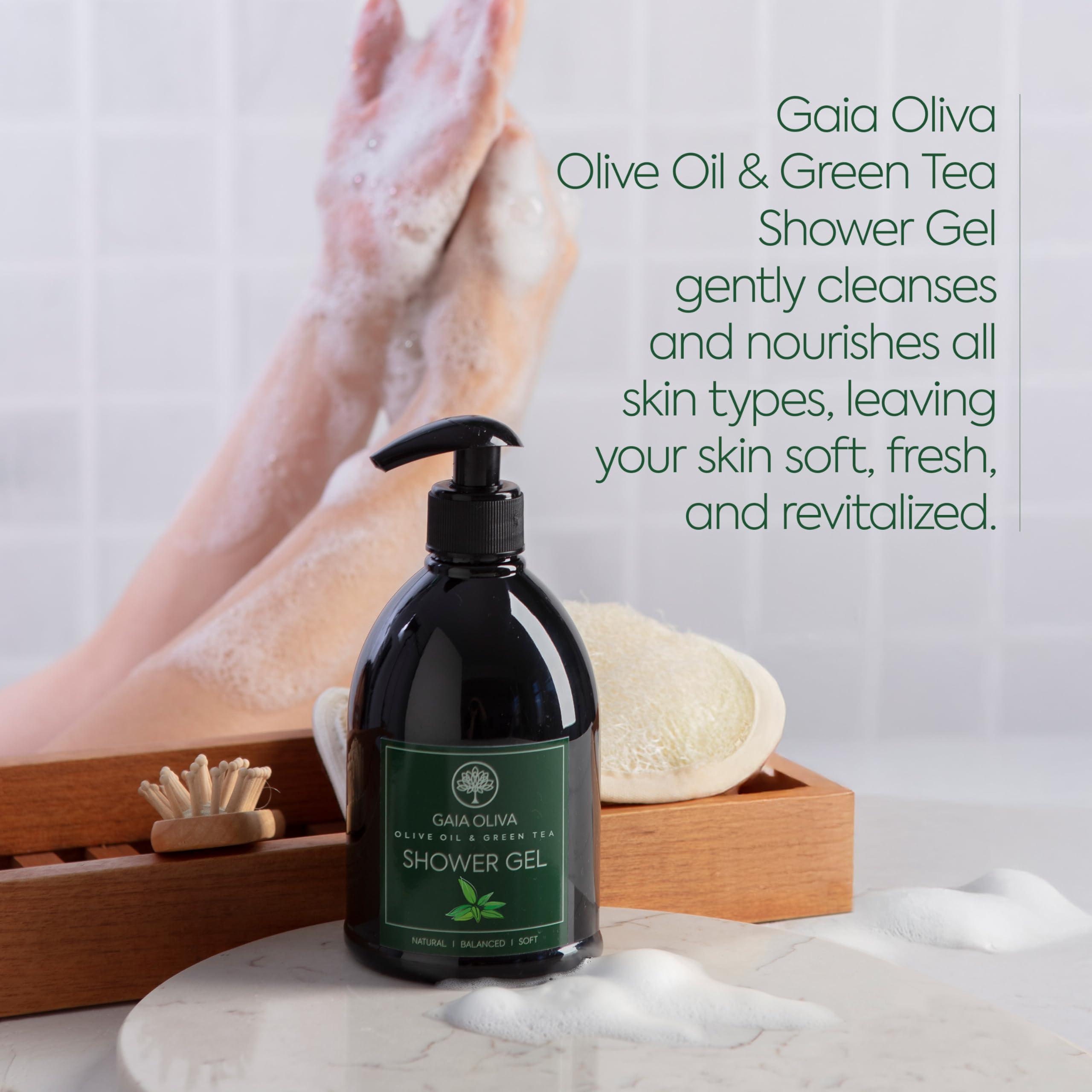 GAIA Oliva GAIA Oliva Liquid Shower Gel Moisturizing Body Wash Olive Oil, Bath Body Soap, Bottle 16.9 FL OZ (Pack of 2, Green Tea)