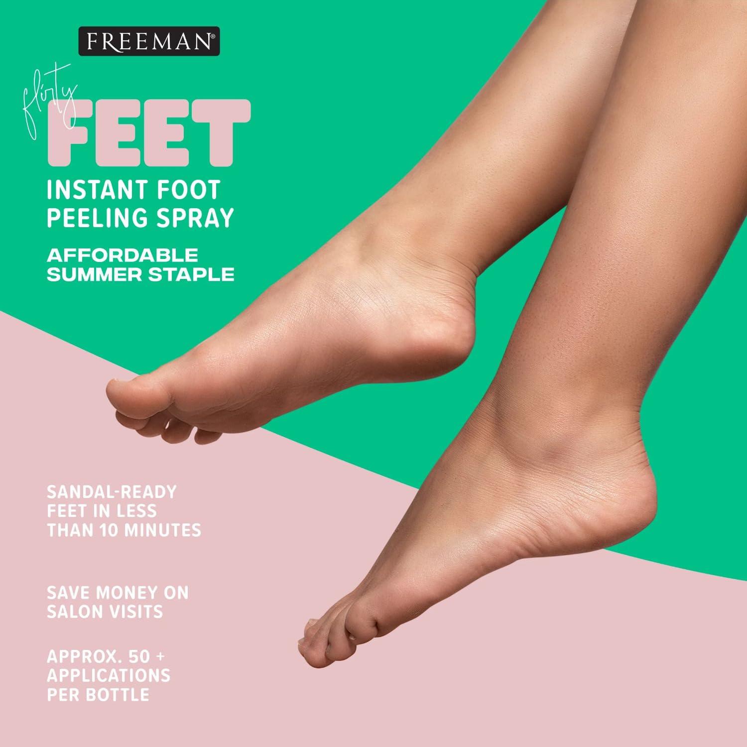 FREEMAN Freeman Flirty Feet Instant Foot Peeling Spray, Exfoliating Foot Mask For Summer, Moisturizing & Smooth Dry, Cracked Heels, Remove Dead Skin Quickly, Cruelty-Free & Vegan, 4 fl.oz./ 118 ml Bottle