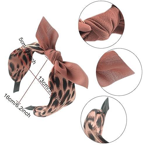 HUANMAYE HUANMAYE 6Pcs Boho Headband for Women Knotted Bow Hairbands Fabric Elastic Hair band Accessories Rabbit Ear Hair Bands Wide Turban Headwraps for Adult Women (6RBow)
