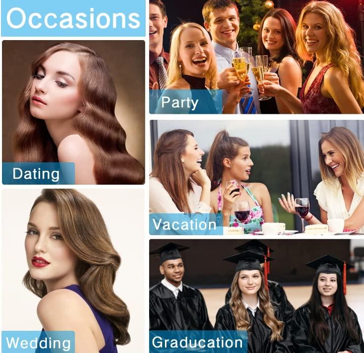 FUIBEJAE 6D Human Hair Extensions, Black Quality Virgin Remy Hair Hair Extension First Generation Natural Straight 6D Hair Extensions 10 Rows,22inch