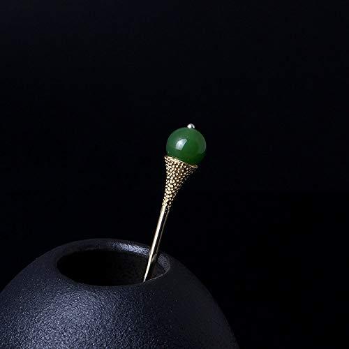qbodp qbodp S925 Silver Hair Sticks for Buns Imitation Jasper Golden Hair Chopsticks Elegant Hair Pins Stick Chinese Classical Chopsticks for Women Hair Accessories